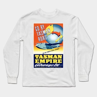 Vintage Travel Poster New Zealand Tasman Empire Airways Ltd. Long Sleeve T-Shirt